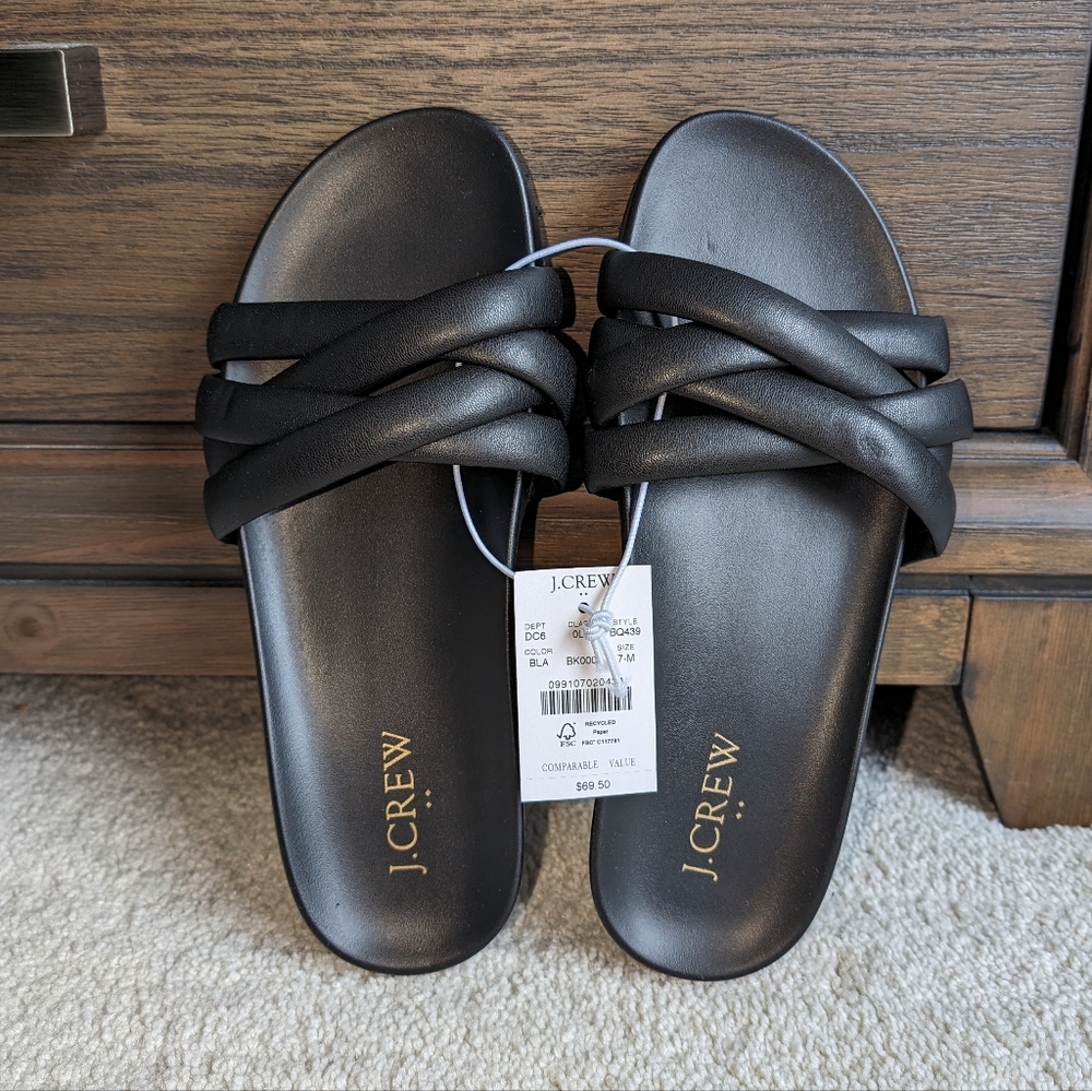 J. Crew Black Sandals Slides